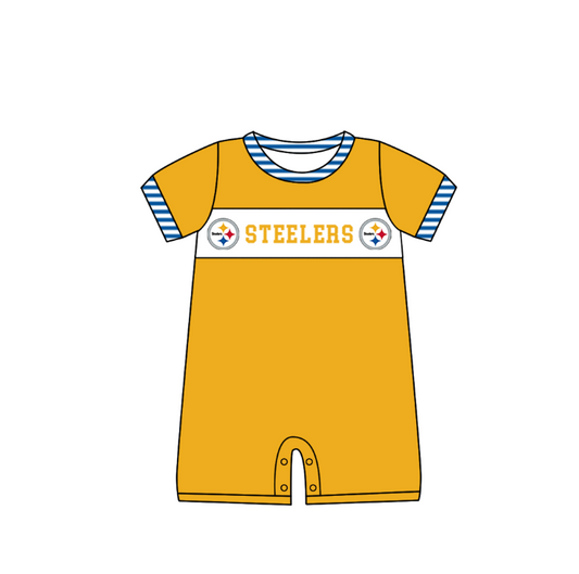 ( Moq 5 ) Baby Boys Infant Orange Short Sleeves Team Summer Romper