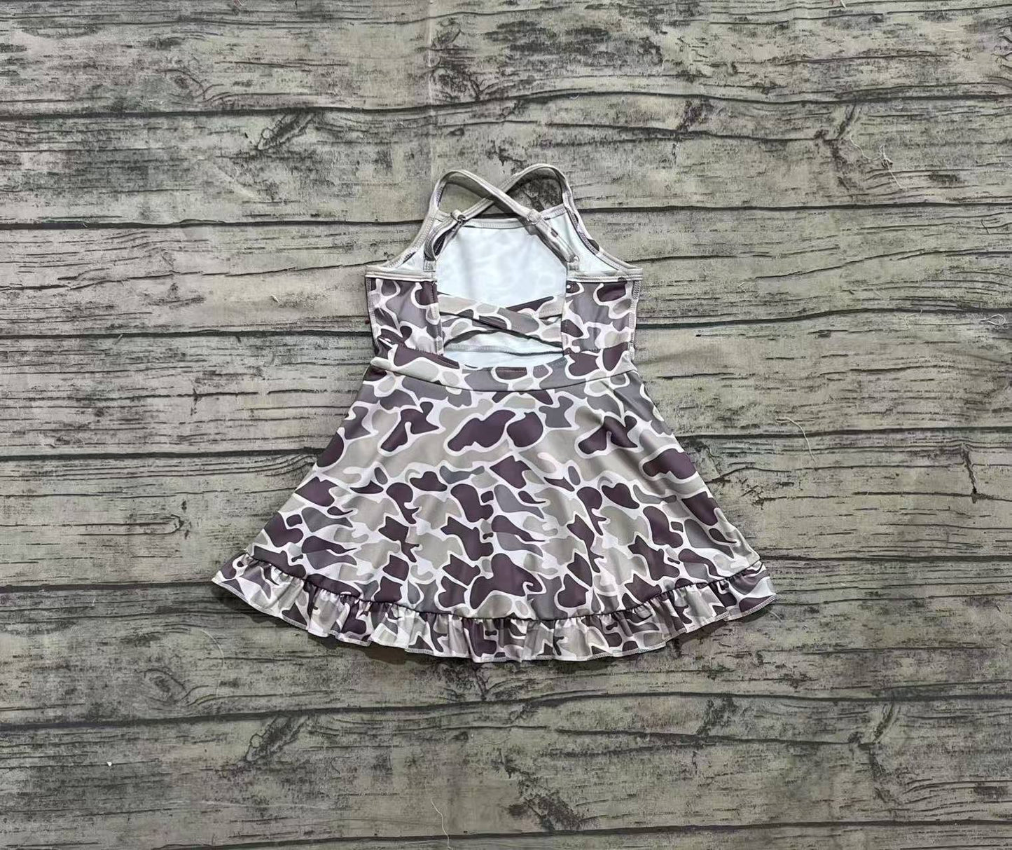 Baby Girl Straps Yoga Active Wear Knee Length Camo Dress RTS