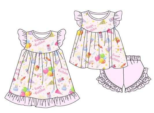 Baby Girl Short Sleeves Birthday Sibling Dress Set ( Moq 5 Each Style ) 1.13