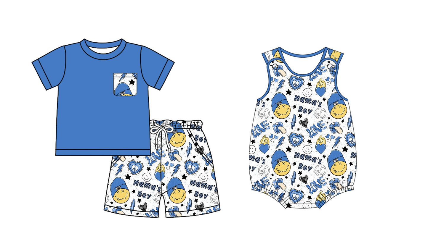 Baby Toddler Mama's Boy Smile Hearts Sibling Romper Set ( Moq 5 Each Style ) 1.17