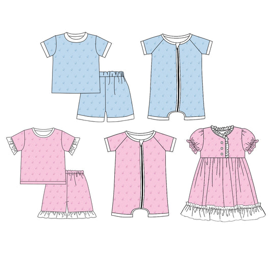 Baby Boy Girl Easter Short Sleeves Rabbits Sibling Romper Dress Set ( Moq 5 Each Design ) 12.14