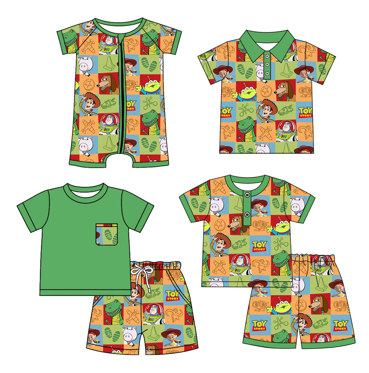 Baby Boy Short Sleeves Toys Sibling Romper Set ( Moq 5 Each Style ) 12.26