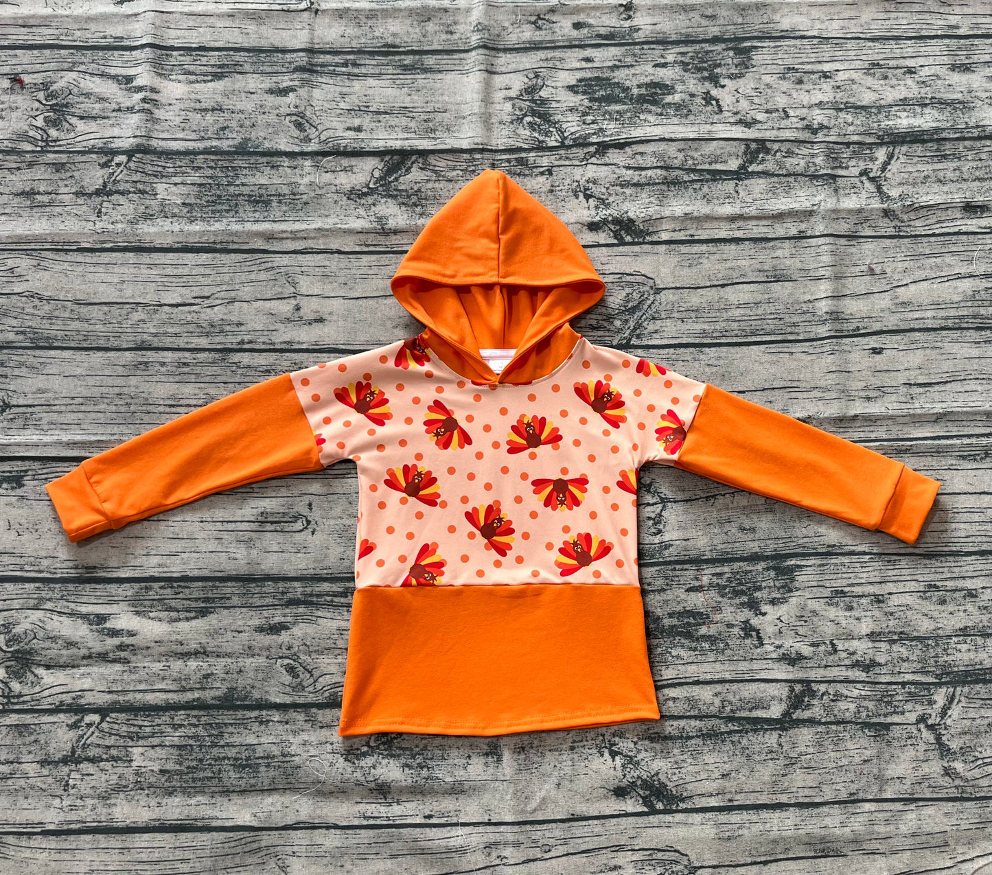 Baby Boy Orange Long Sleeves turkey Hoodies Tops Thanksgiving Shirt RTS