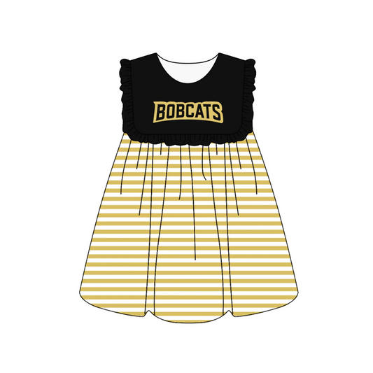 Baby Girl Short Sleeves Team Plaid Knee Length Dress ( Moq 5 )