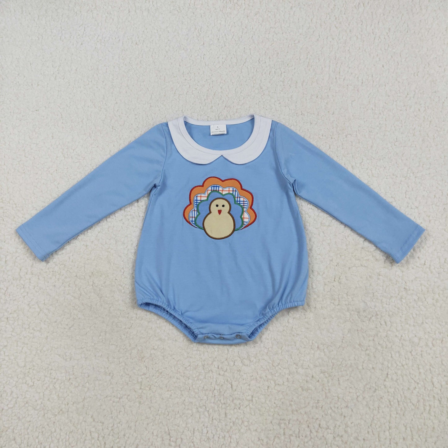 Baby Boy Girl Long Sleeves Embroidery turkey Sibling Thanksgiving Fall Romper Set RTS