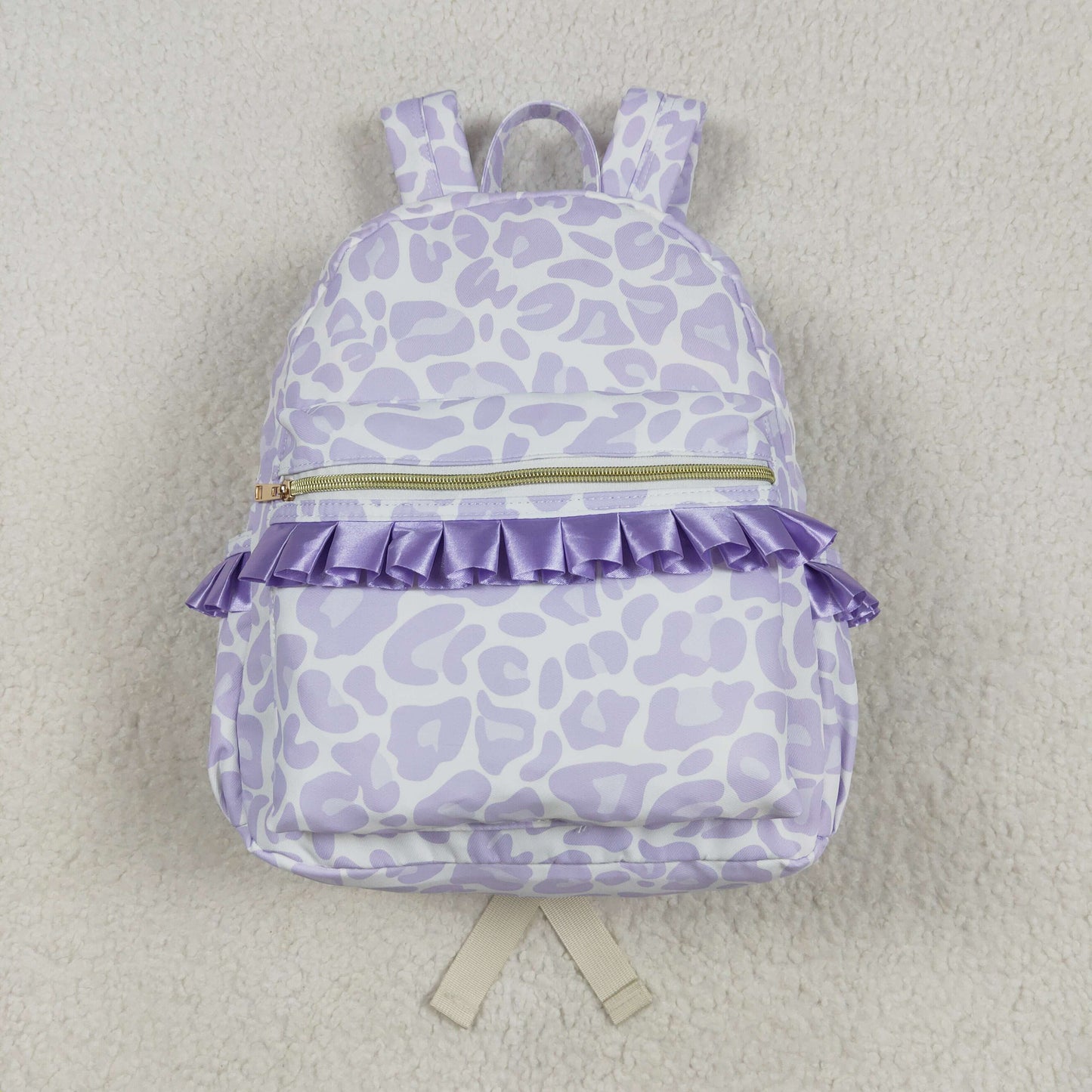 Baby Girl Leopard Purple Ruffle Backpack Bags RTS