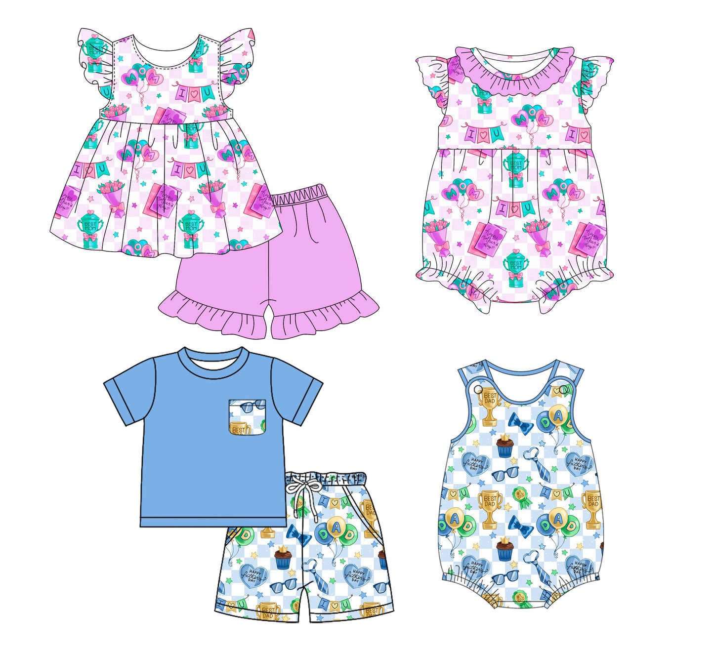 Baby Boy Girl Dad Mom Sibling Romper Set ( Moq 5 Each Style ) 1.17