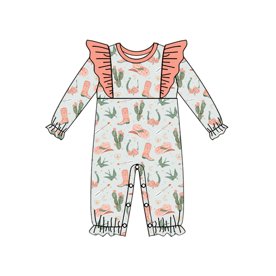 Baby GIRL Infant Western Boots Hats Cactus Romper