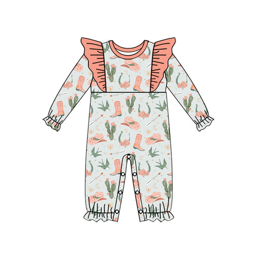 Baby GIRL Infant Western Boots Hats Cactus Romper