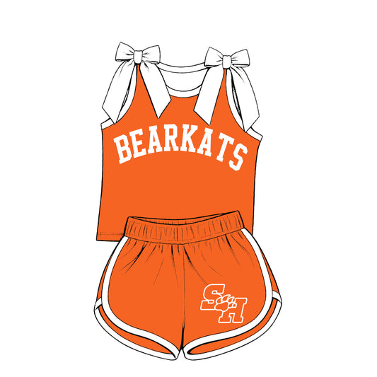( Moq 5 ) Baby Girls Kids Sleeveless Bows Shirt Shorts Team Set Clothes