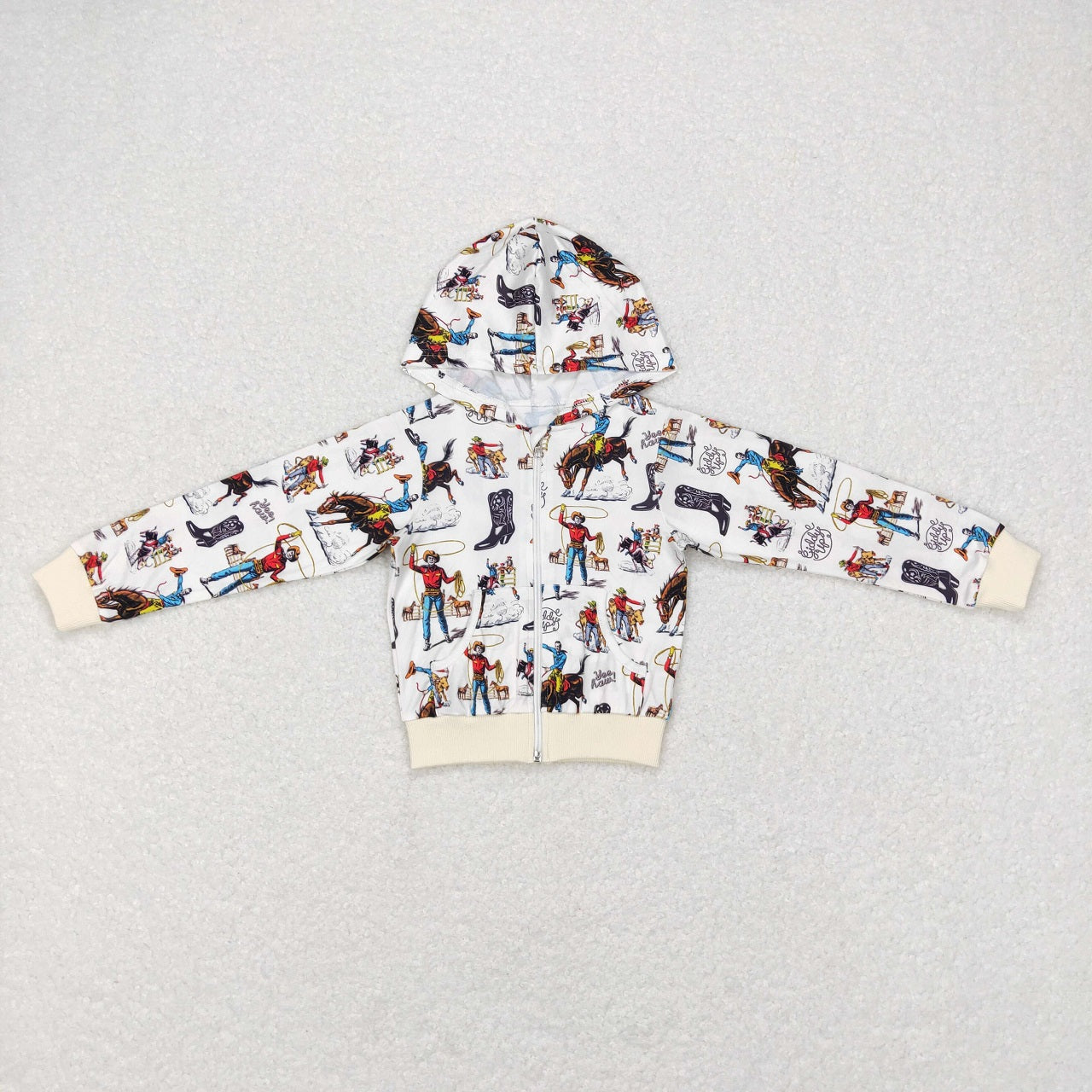 BT0267 Baby Kids Long Sleeves Western Rodeo Hoodie Coat Jacket