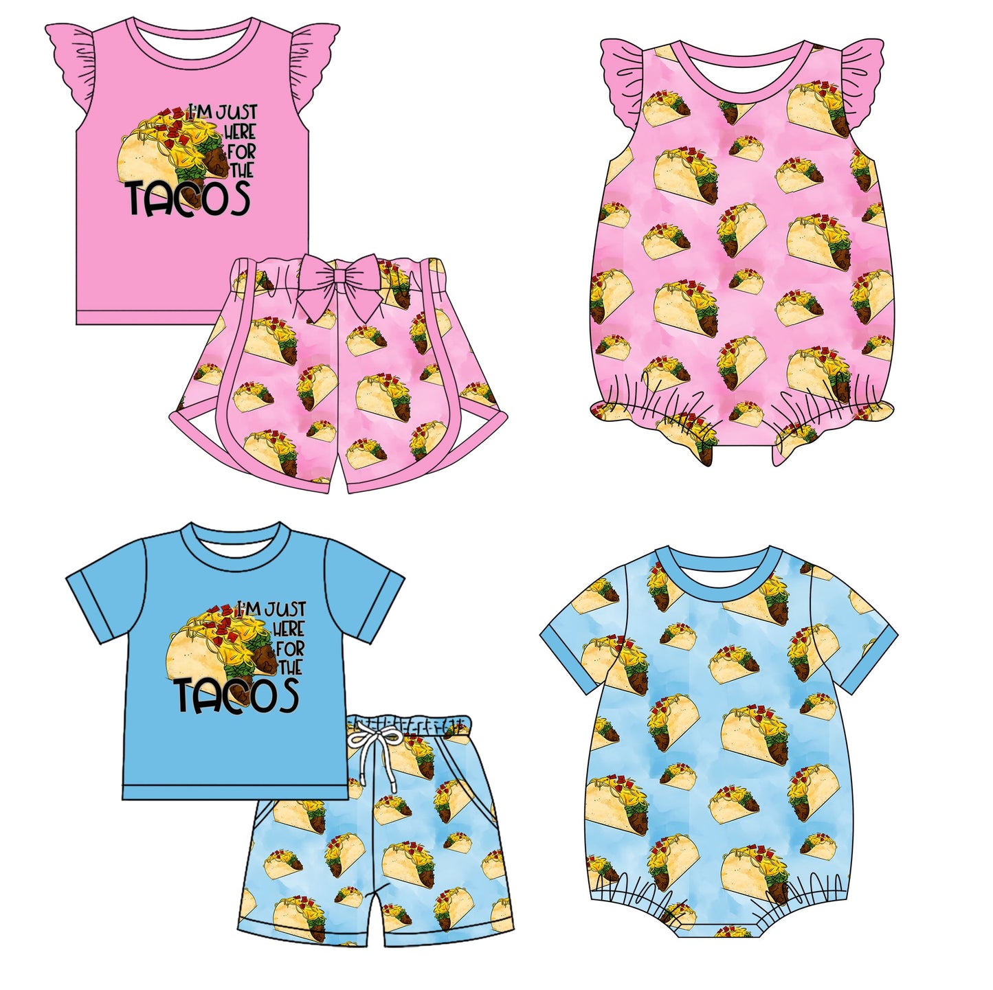 Baby Boy Girl Short Sleeves Sibling Romper Clothes Set ( Moq 5 Each Design ) 12.10