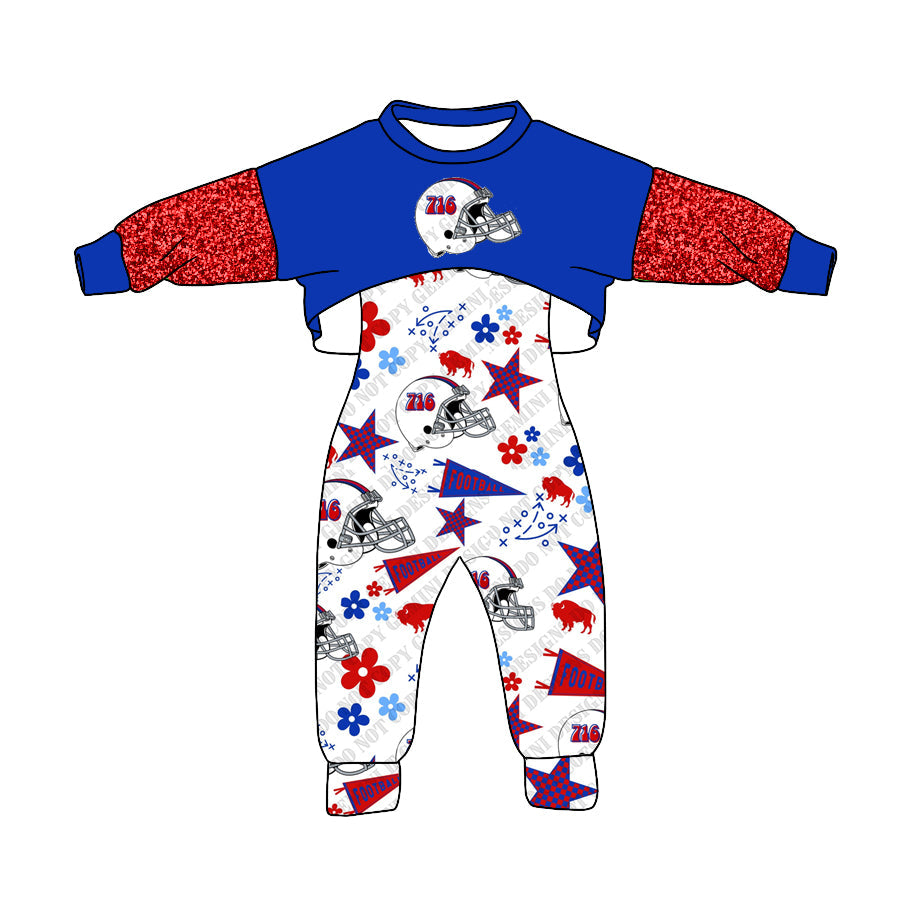 Baby Girl Red Blue Tops Stars Cow Flower Jumpsuit Team Fall Clothes Set