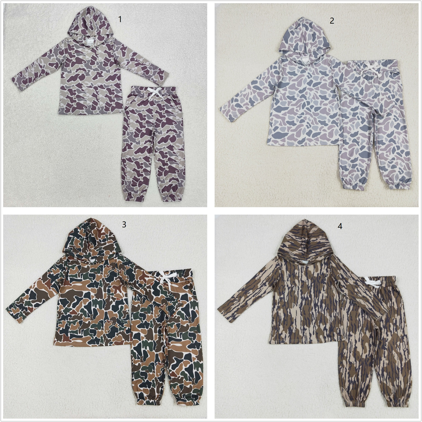 Sibling Baby Boys Camouflage Hooded Top Jogger Pants Outfits Clothes Sets