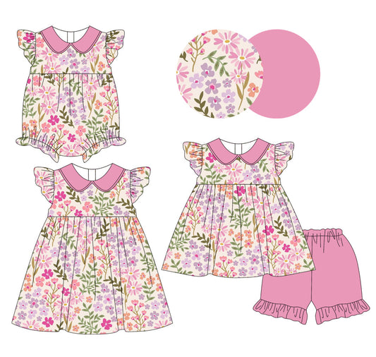 Baby Girl Flower Pink Sibling Romper Dress Set ( Moq 5 Each Style ) 1.9