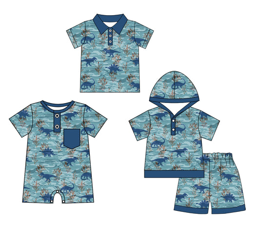 Baby Boy Short Sleeves Sibling Dinosaurs Romper Clothes Set ( Moq 5 Each Design )11.26