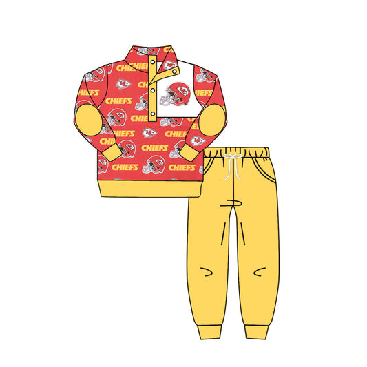 Kids Baby Boy KC Shirt Yellow Pants Team Fall Clothes Set