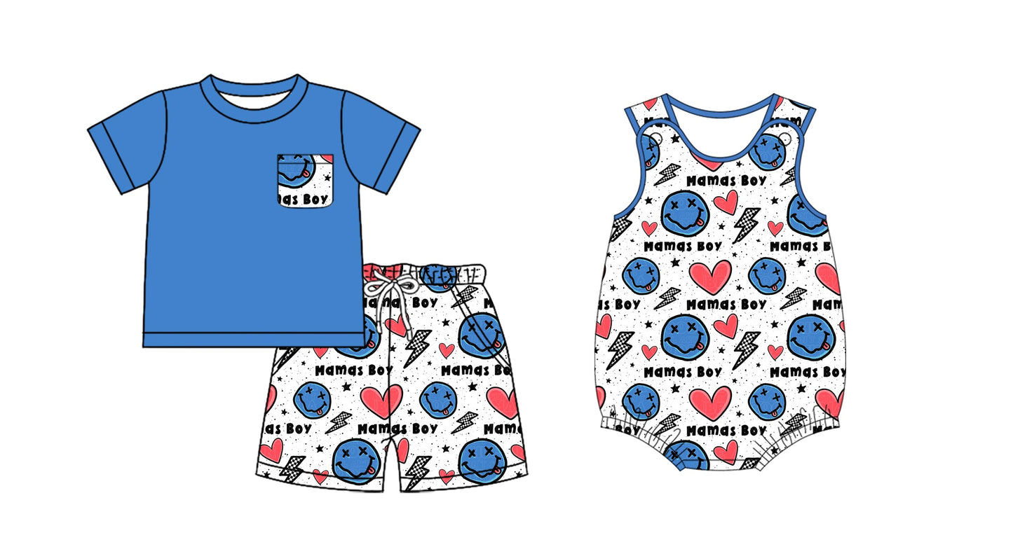 Baby Kids Mama's Boy Smile Hearts Sibling Romper Set ( Moq 5 Each Style ) 1.17