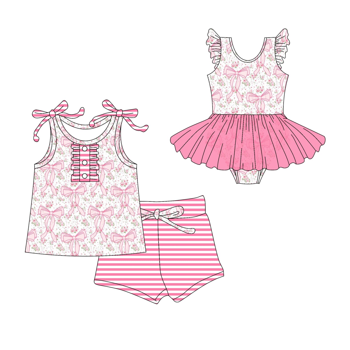 Baby Girl Summer Floral Bows Sibling Romper Set ( Moq 5 Each Style ) 3.1