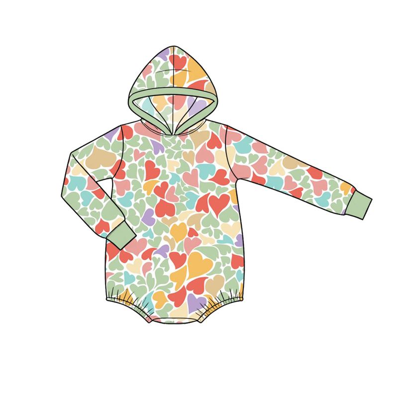 ( Moq 5 ) Preorder Baby Kids Infant Long Sleeves Hearts Valentine Hoodie Romper Clothes