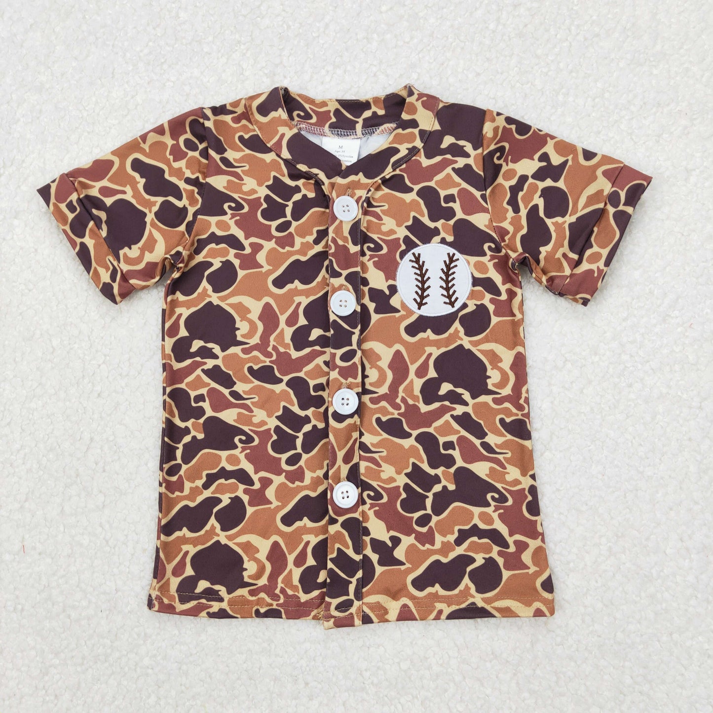 Baby Boy Short Sleeves Brown Camo Baseball Tee Shirt Tops RTS