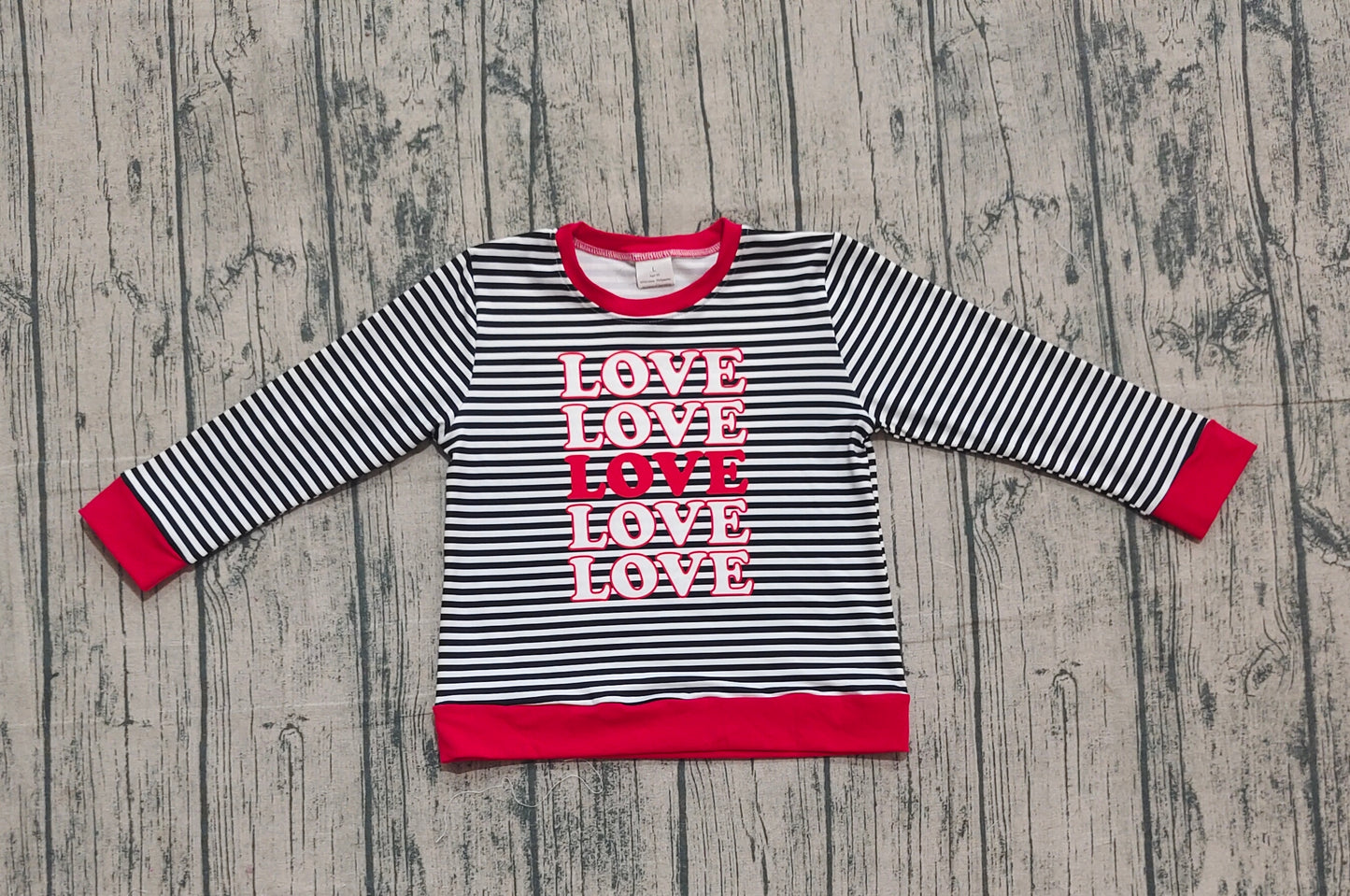 Kids Toddler Long Sleeves Stripes Love Valentine's Day Shirt RTS