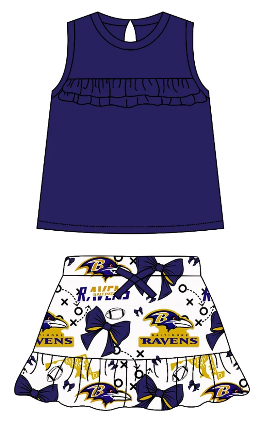 Baby Girl Sleeveless Football Bows Sibling Team Dress Set ( Moq 5 Each Style ) 2.19