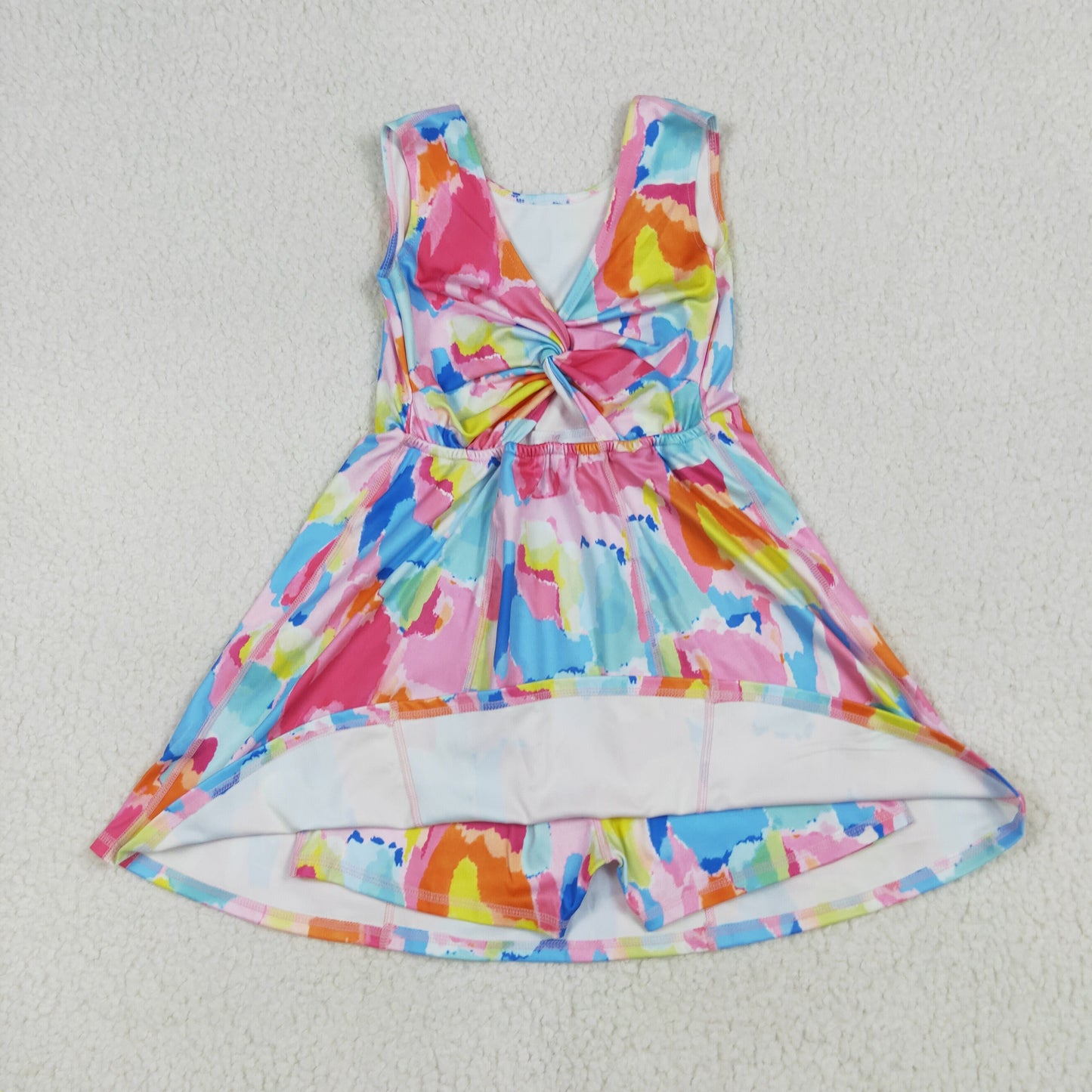 Baby Girl Sleeveless Tie Dye Yoga Active Shorts Skort Knee Length Dress RTS
