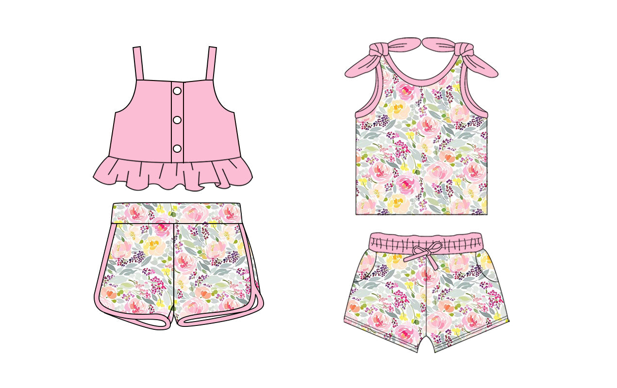 Baby Girl Pink Straps Flower Sibling Set ( Moq 5 Each Style ) 1.20