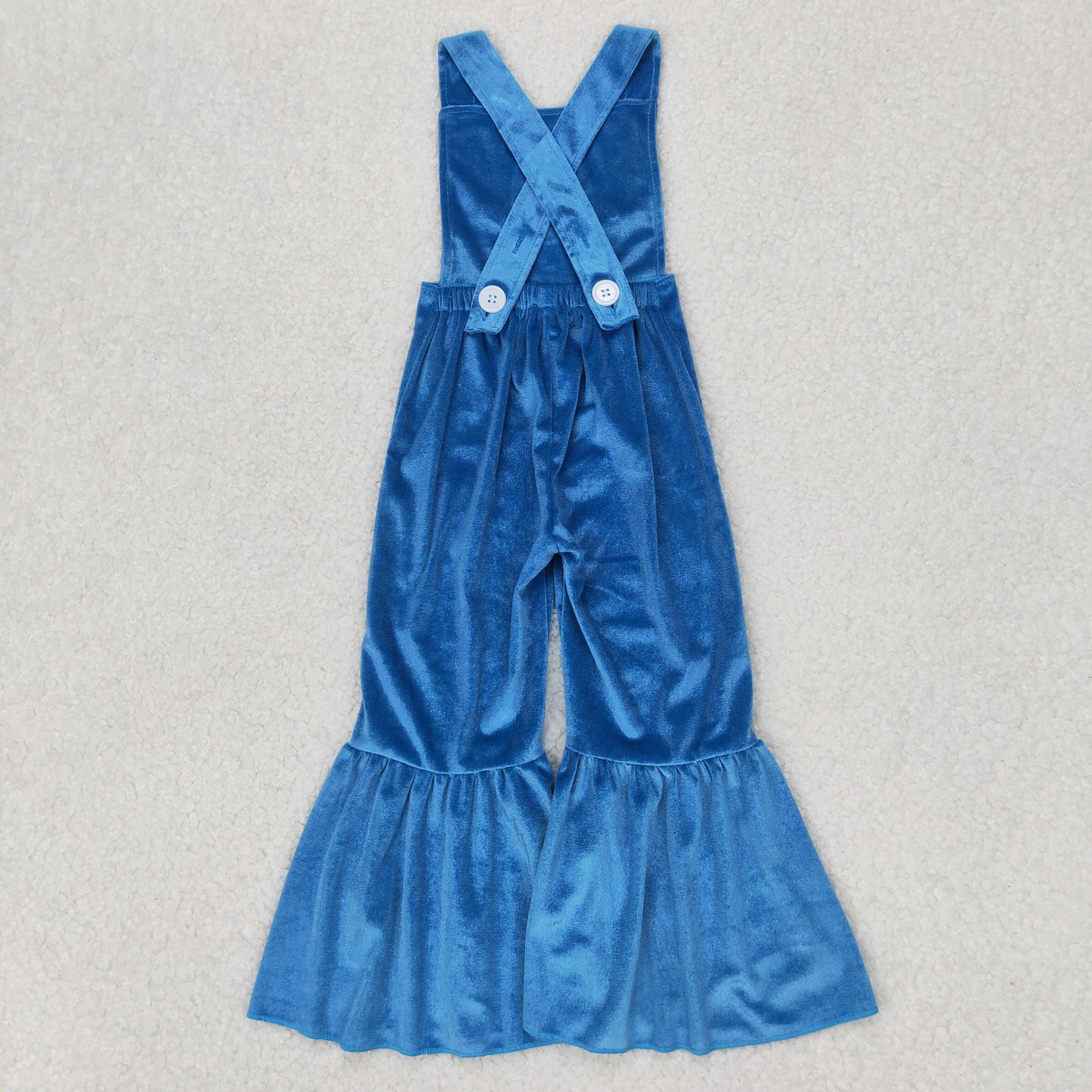 Baby Girl Straps Blue Embroidery Dog Velvet Jumpsuit RTS