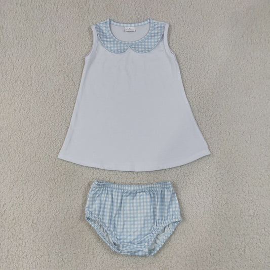 Sibling Baby Boys Girls Sleeveless Tops Plaid Bummie Shorts Sets Clothes RTS