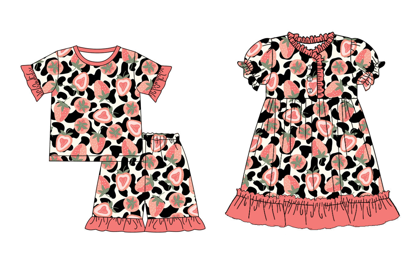 Baby Girl Short Sleeves Strawberry Sibling Dress Set ( Moq 5 Each Style ) 1.3