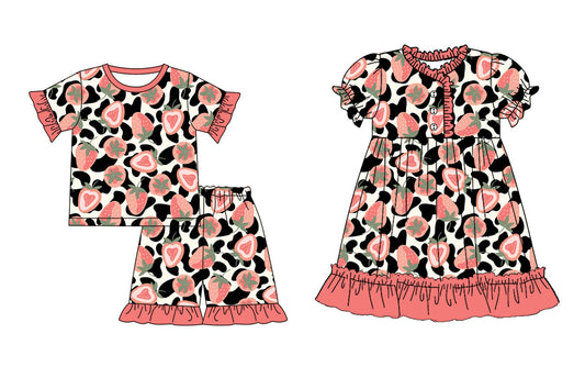 Baby Girl Short Sleeves Strawberry Sibling Dress Set ( Moq 5 Each Style ) 1.3