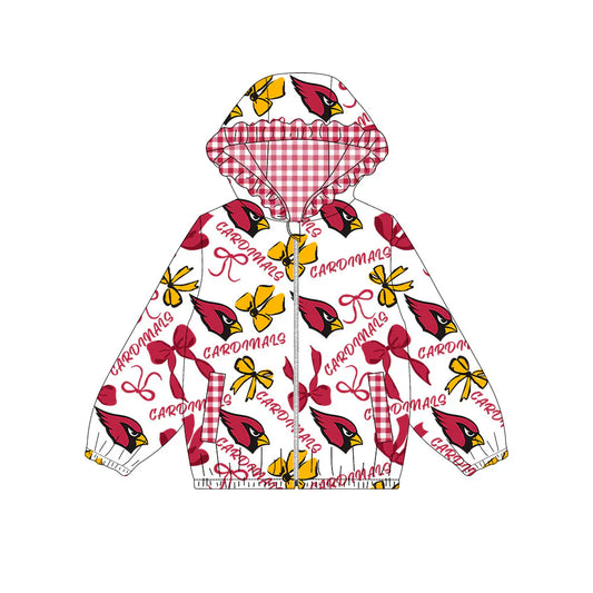 ( Moq 5 ) Baby Girls Kids Long Sleeves Bird Bows Cheer Pockets Hoodie Zipper Jacket Tops