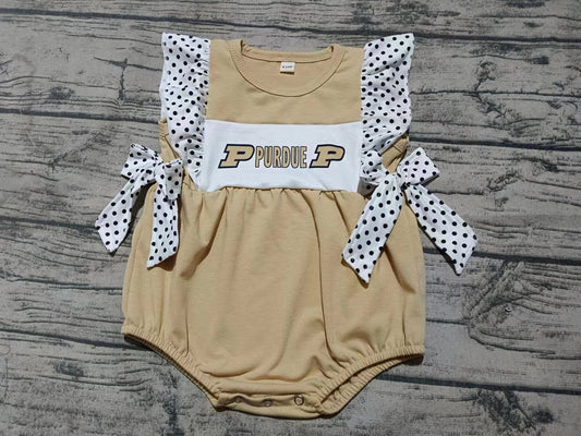 Baby Girl Short Sleeves Stripes P Team Bubble Romper ( Moq 5 )