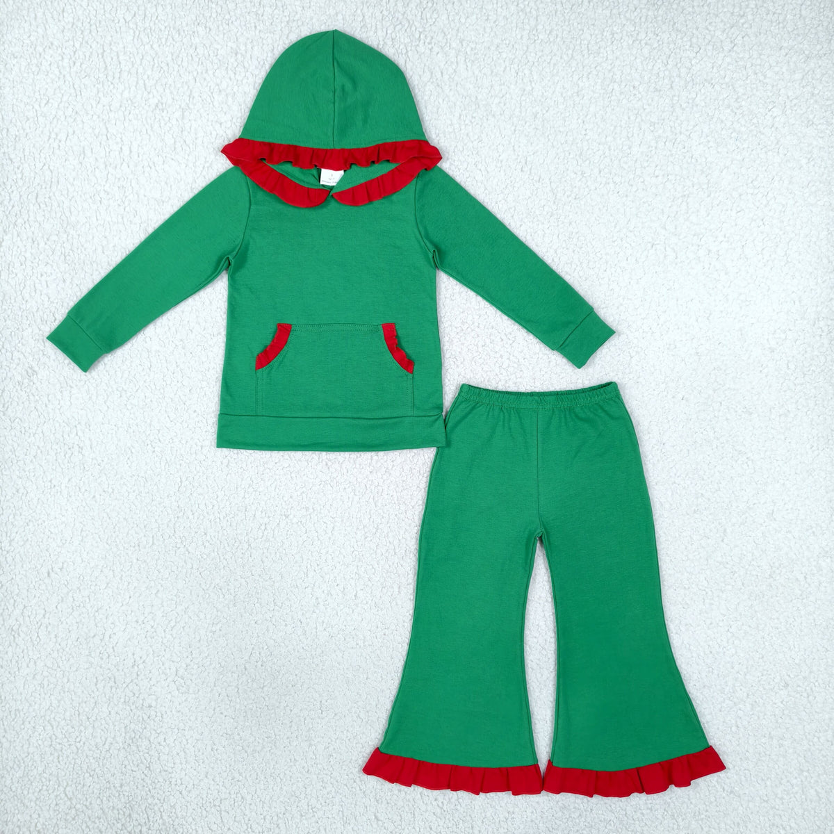 Sibling Baby Girls Kids Ruffle Hoodie Pockets Pullovers Cotton Pants Sets Christmas Clothes