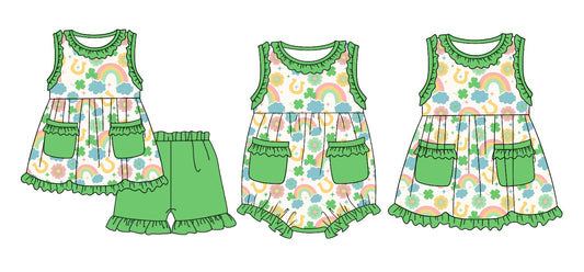 Baby Girl St Patrick Sibling Romper Dress Clothes Set ( Moq 5 Each Design )12.4