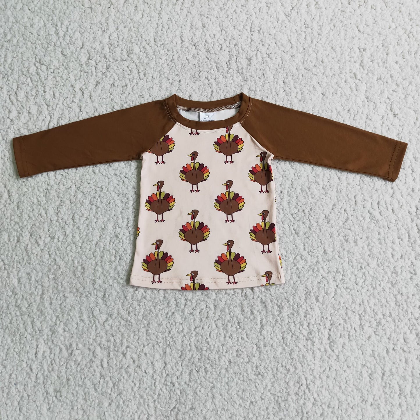Promotion Baby Boy Long Sleeves turkey Thanksgiving Tops Shirt RTS