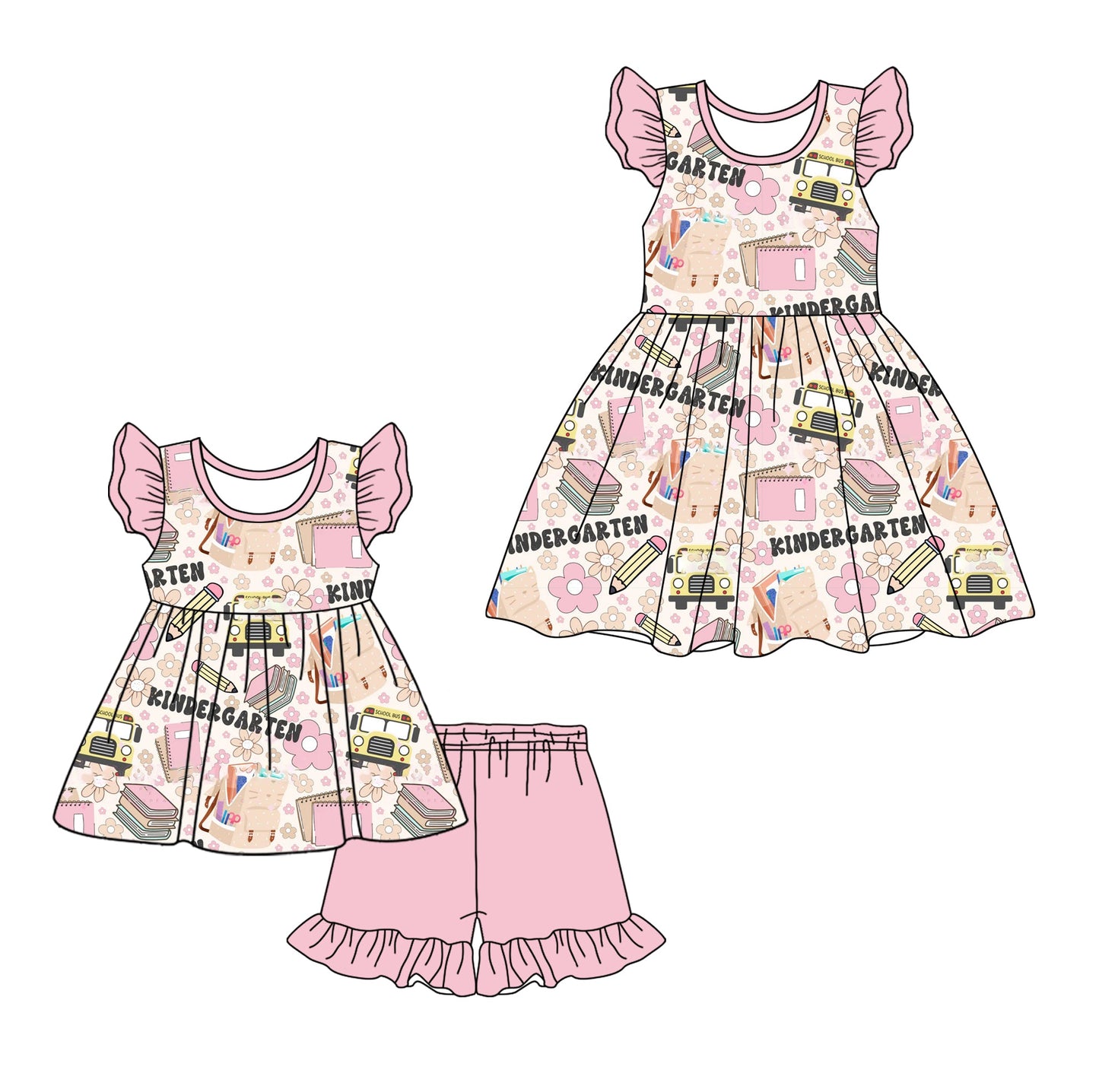 Baby Girl Back To School Pencil Flower Sibling Dress Set ( Moq 5 Each Style ) 2.10
