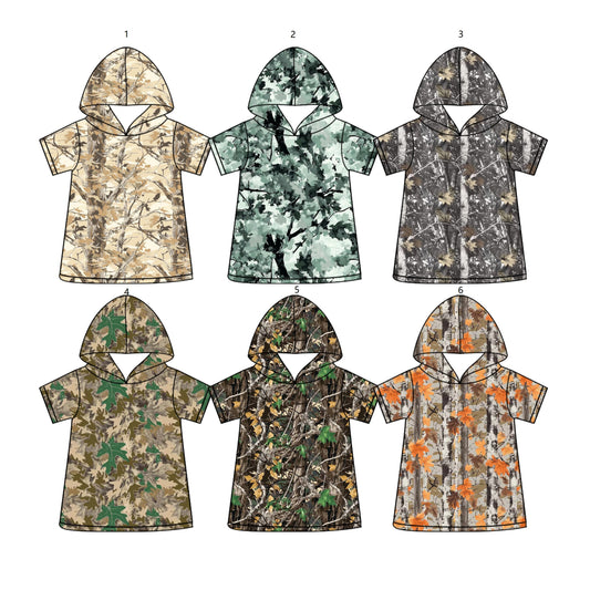 ( Moq 5 Each Style ) Sibling Baby Boys Kids Short Sleeves Camo Print Shirts Hoodie Tops Summer Clothes