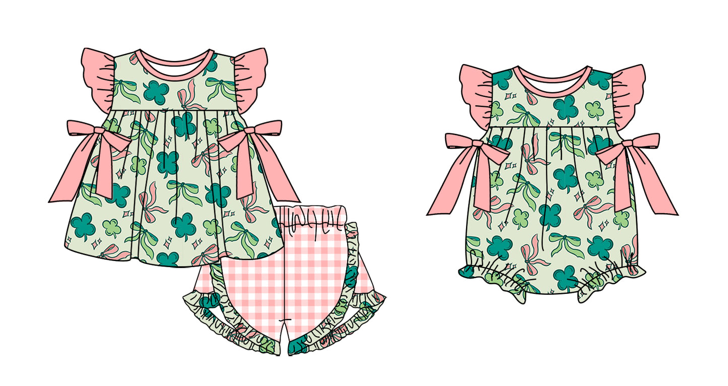 Baby Girl Short Sleeves St Patrick Sibling Romper Clothes Set ( Moq 5 Each style ) 12.4