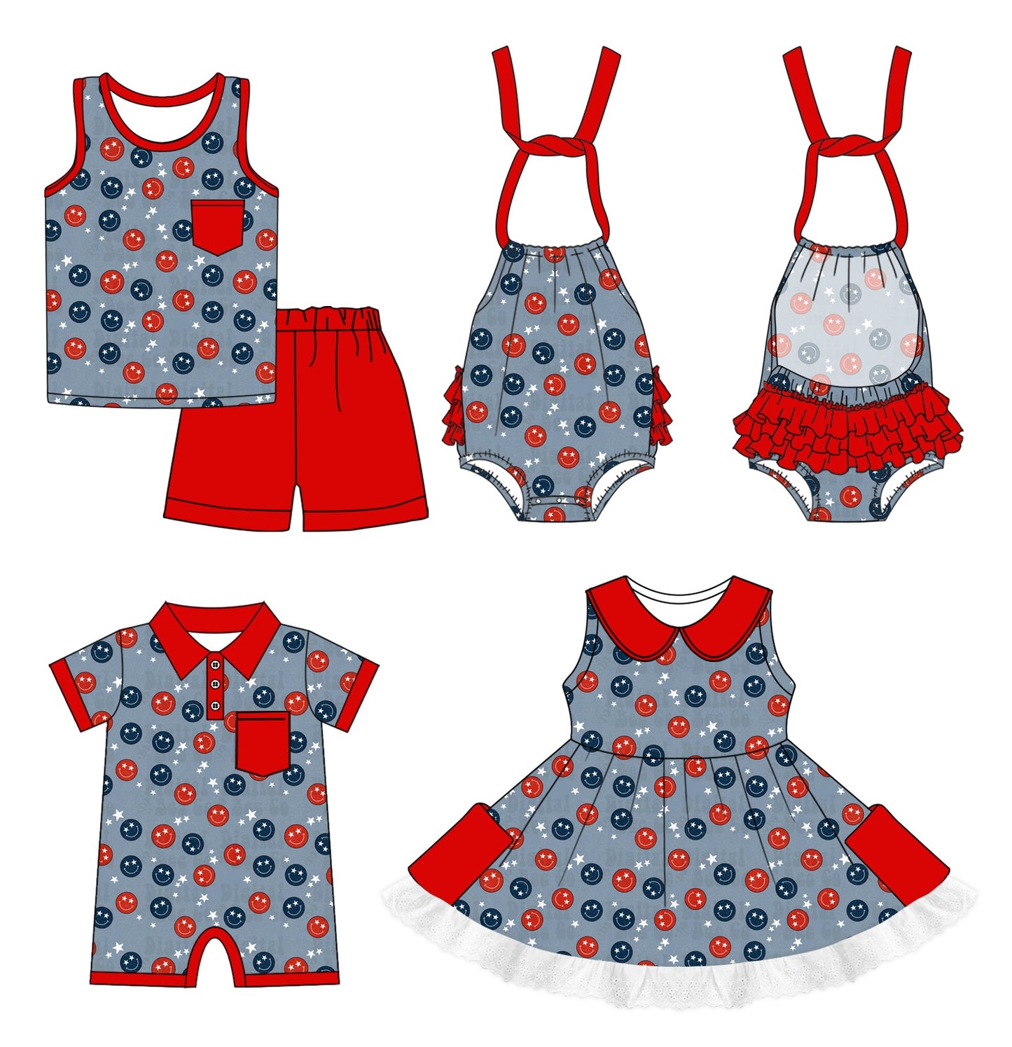 Baby Boy Girl Smile Sibling Dress Romper Set ( Moq 5 Each Style ) 1.4