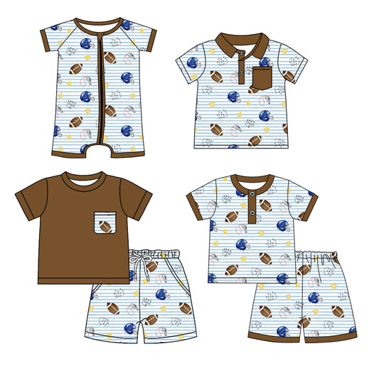 Baby Boy Short Sleeves Football Sibling Romper Shirt Set ( Moq 5 Each Style ) 1.18