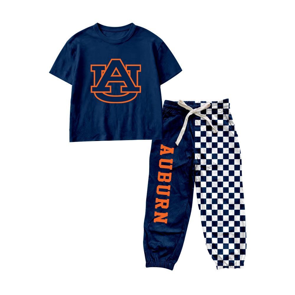 ( Moq 5 ) Preorder Baby Boys Kids Short Sleeves Navy Shirt Checked Pockets Pants Team Set Clothes