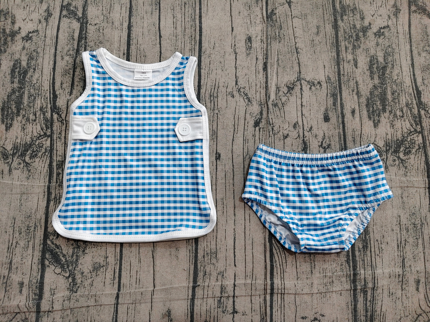 Baby Boys Kids Blue Plaid Tops Bummie Shorts Set Summer Clothes RTS