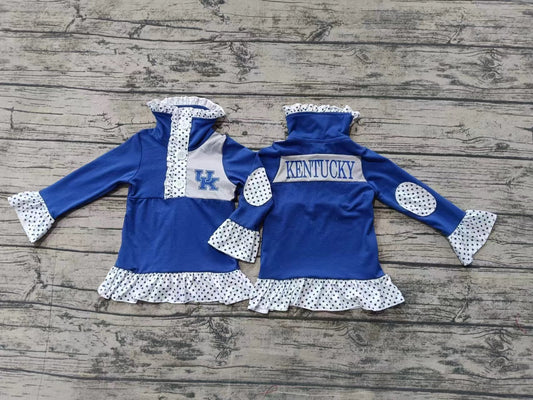 Baby Girl Toddler Blue Long Sleeves Team Buttons Shirt Tops