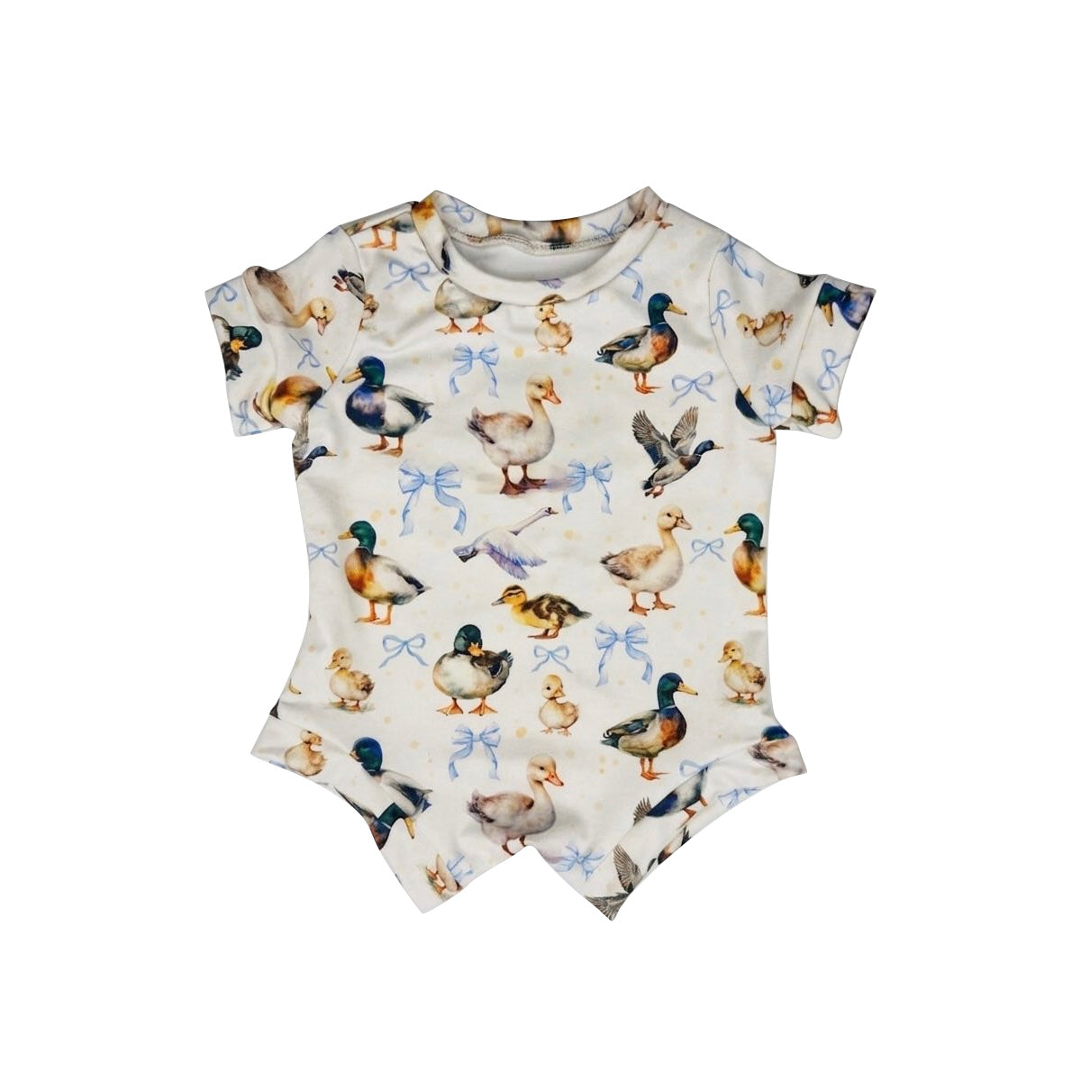 ( Moq 5 ) Preorder Baby Girls Kids Infant Short Sleeves Ducks Bows Romper Clothes