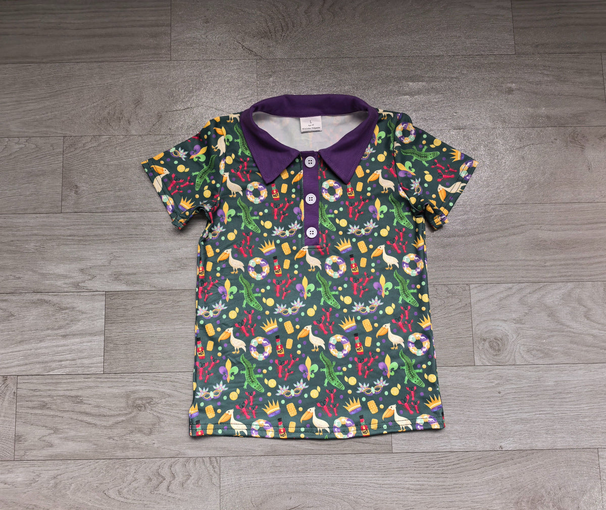 ( No moq ) Preorder Baby Boys Kids Short Sleeves Buttons Mardi Gras Shirt Tops Clothes