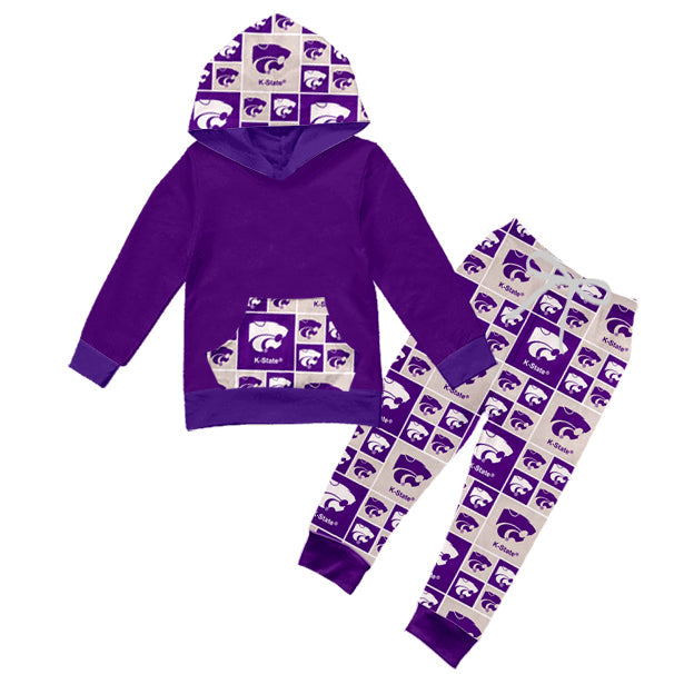 Baby Boy Hoodie Purple Shirt Pants Team Clothes Set Moq 5