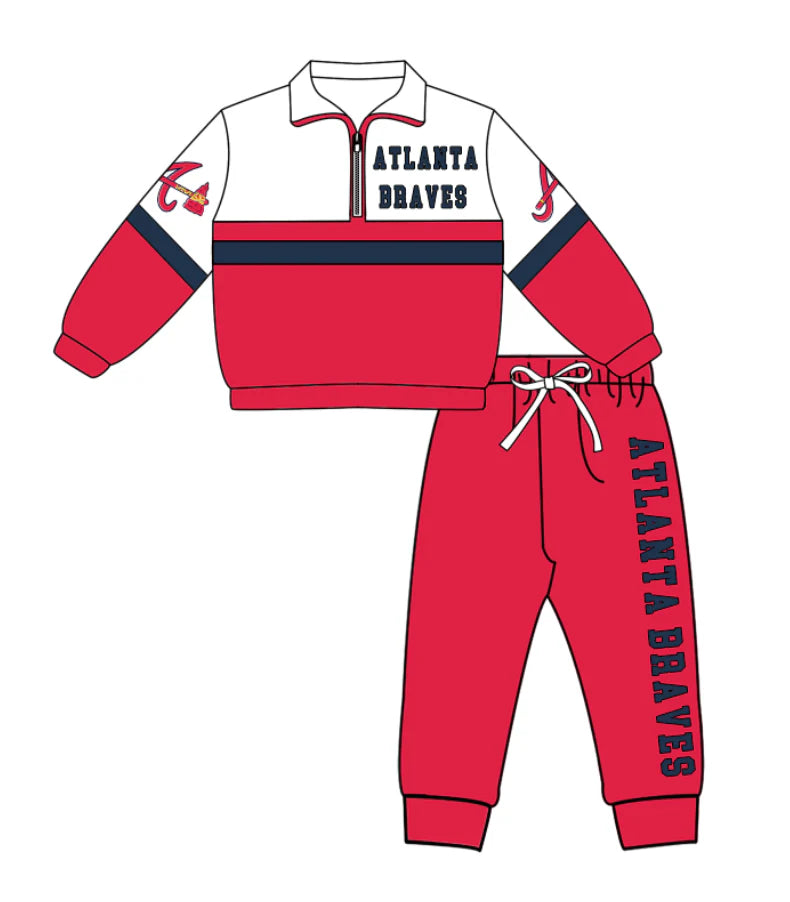 ( Moq 5 ) Baby Boys Toddler Long Sleeves Zipper A Shirt Jogger Pants Team Red Clothes Set